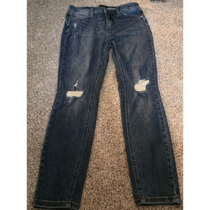 Judy Blue Skinny Fit Jeans Women's 11/30 Blue Red Plaid Patches Distressed Denim